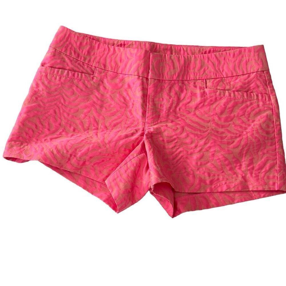 Lilly Pulitzer Women's Flamingo Pink Jungle Leaf Jacquard Ellie Shorts Sz 2